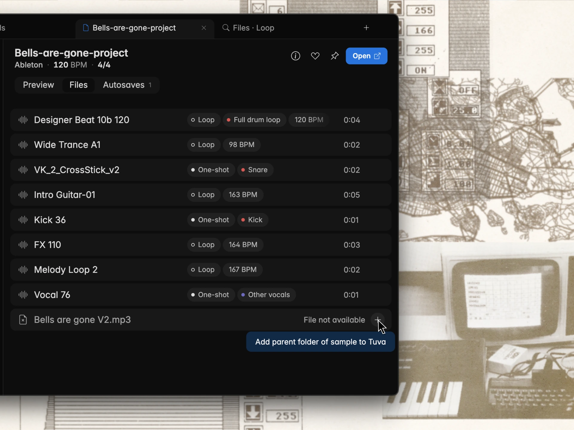 Tuva prompting to add a missing referenced audio file with one click
